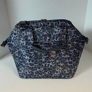 Lug Chomper Insulated Lunch Bag Blue Gray Leopard Crossbody Convertible Tote